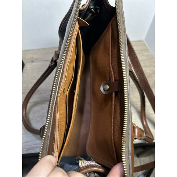 Dooney & Bourke Blue Navy Brown Pebble Satchel Handbag All Weather Leather VTG - Picture 6 of 15